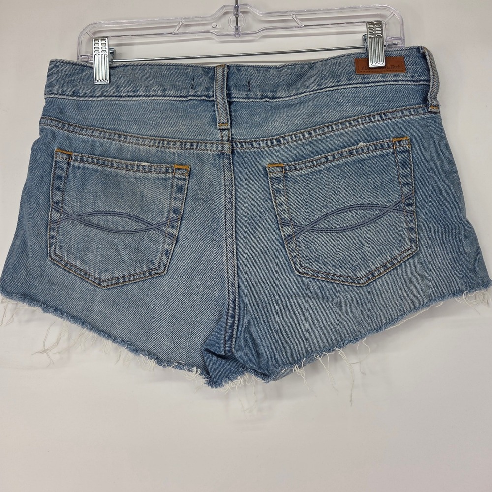 Abercrombie & Fitch Denim Shorts 27/3 Blue Distressed Raw Hem Casual Summer Boho - Picture 3 of 8